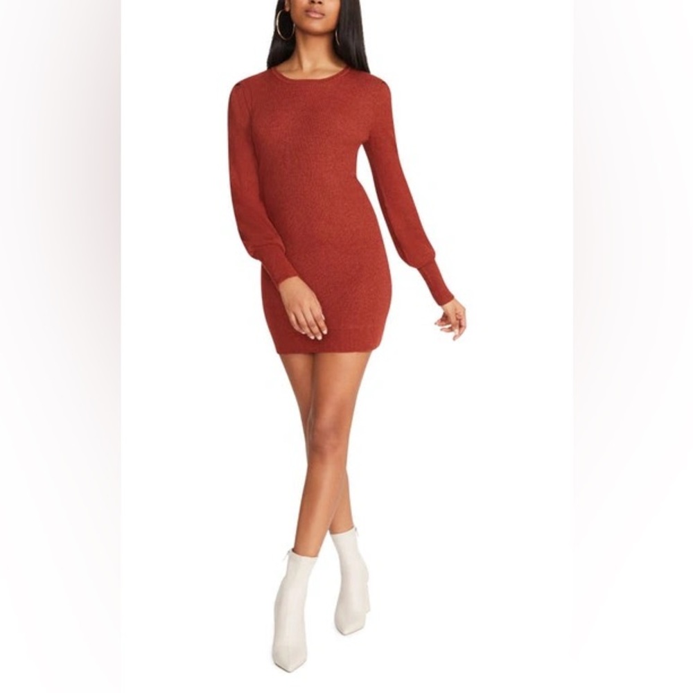 Steve Madden Ribbed Long Sleeve Mini Sweater Dress